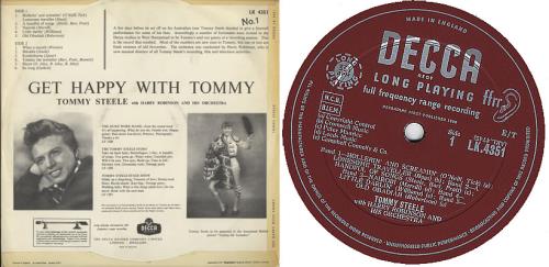Tommy Steele Get Happy With Tommy vinyl LP album (LP record) UK YTSLPGE382393