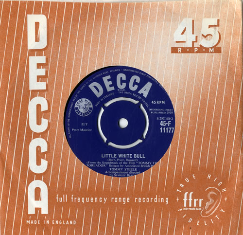 Tommy Steele Little White Bull - 4prong 7" vinyl single (7 inch record / 45) UK YTS07LI553314