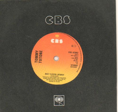 Tommy Tutone 867-5309/Jenny 7" vinyl single (7 inch record / 45) UK T5T07JE655834