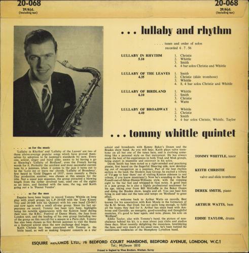 Tommy Whittle Lullaby And Rhythm 10" vinyl single (10 inch record) UK T7W10LU775971