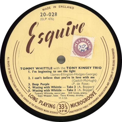 Tommy Whittle Waxing With Whittle - VG 10" vinyl single (10 inch record) UK T7W10WA696964