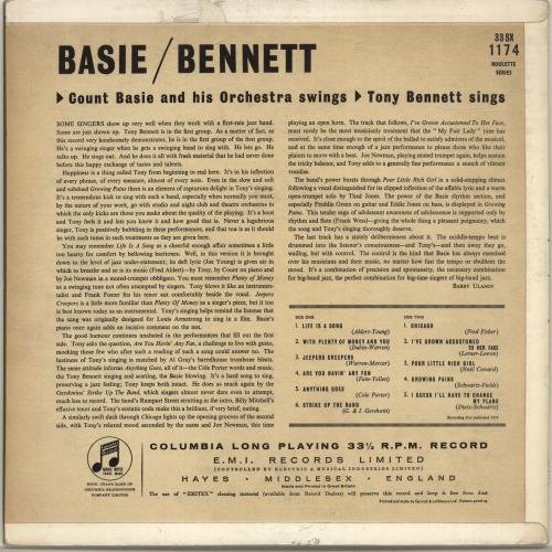 Tony Bennett & Count Basie Count Basie Swings And Tony Bennett Sings vinyl LP album (LP record) UK WXNLPCO693487