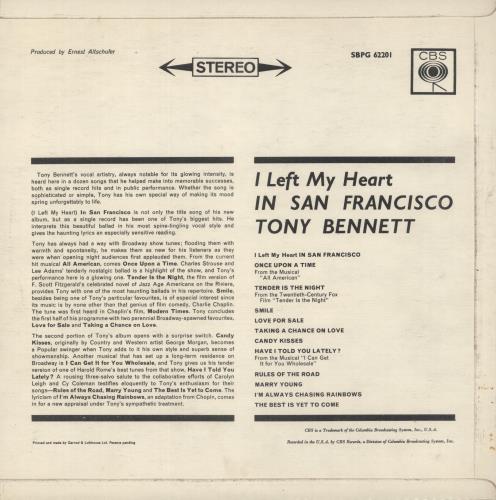 Tony Bennett I Left My Heart In San Francisco - Stereo vinyl LP album (LP record) UK ONYLPIL363377