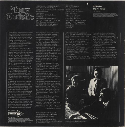 Tony Christie Tony Christie vinyl LP album (LP record) UK TO2LPTO735025
