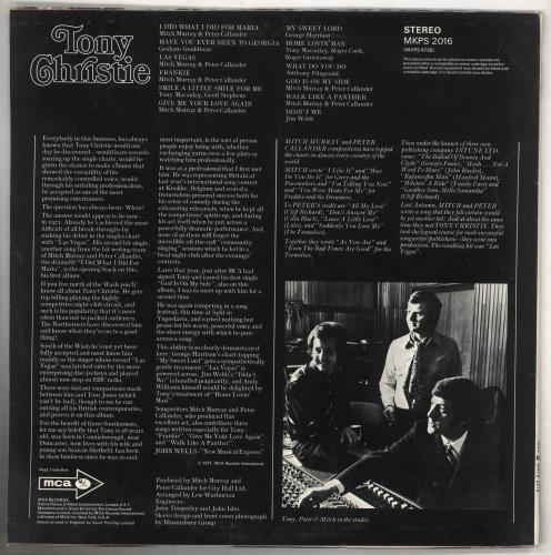 Tony Christie Tony Christie vinyl LP album (LP record) UK TO2LPTO740066