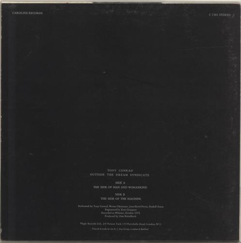 Tony Conrad Outside The Dream Syndicate vinyl LP album (LP record) UK T34LPOU440100