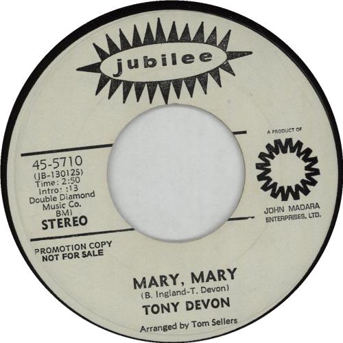 Tony Devon Mary, Mary 7" vinyl single (7 inch record / 45) US XZV07MA675020