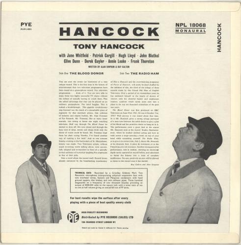 Tony Hancock Hancock vinyl LP album (LP record) UK T.HLPHA530037