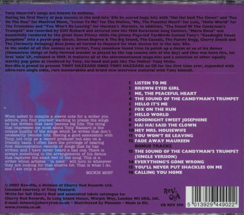 Tony Hazzard Tony Hazzard Sings Tony Hazzard CD album (CDLP) UK TZZCDTO774520