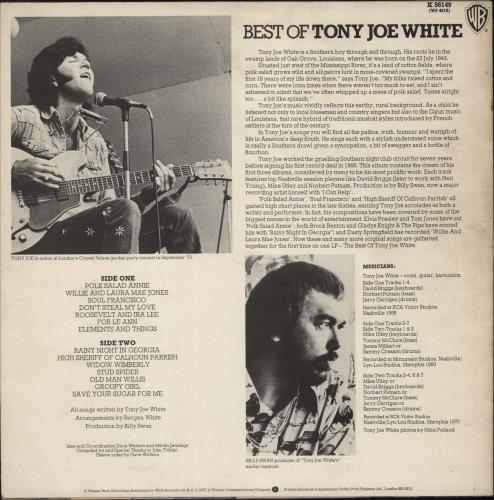 Tony Joe White Best Of vinyl LP album (LP record) UK TWJLPBE423829