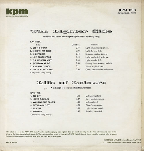 Tony Kinsey The Lighter Side/ Life Of Leisure vinyl LP album (LP record) UK U94LPTH563951