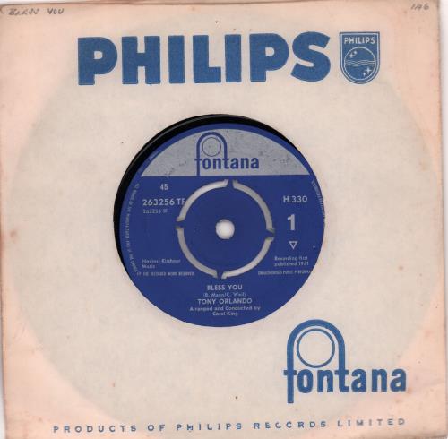 Tony Orlando & Dawn Bless You - 4pr 7" vinyl single (7 inch record / 45) UK TOL07BL666921