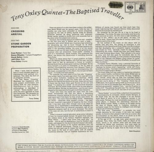 Tony Oxley The Baptised Traveller vinyl LP album (LP record) UK TOXLPTH401103