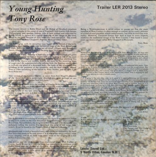 Tony Rose Young Hunting vinyl LP album (LP record) UK X8NLPYO819677