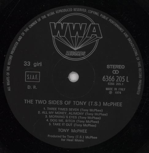 Tony 'T.S.' McPhee The Two Sides Of Tony vinyl LP album (LP record) Italian TMPLPTH839824