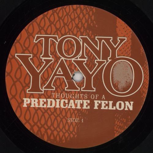 Tony Yayo Thoughts Of A Predicate Felon 2-LP vinyl record set (Double LP Album) US 8SX2LTH855071