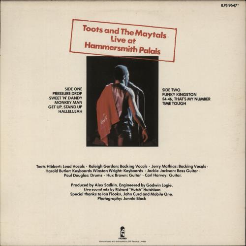 Toots & The Maytals Live vinyl LP album (LP record) UK OO9LPLI586191