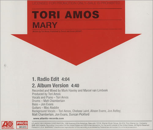 Tori Amos Mary CD single (CD5 / 5") US TORC5MA458917