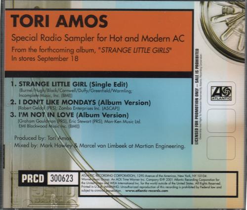 Tori Amos Strange Little Girl - Special Radio Sampler For Hot And Modern AC CD single (CD5 / 5") US TORC5ST198082
