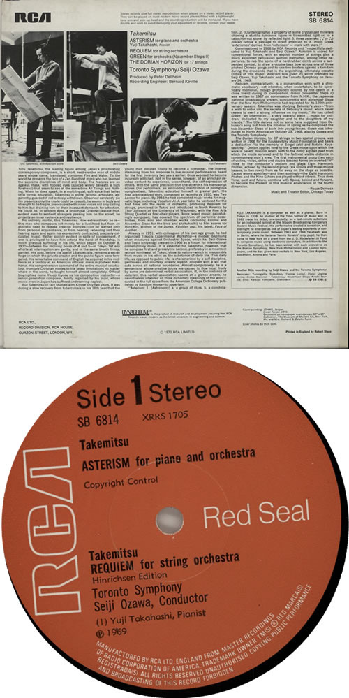 Toru Takemitsu Asterism / Requiem / Green / The Dorian Horizon vinyl LP album (LP record) UK XORLPAS633608
