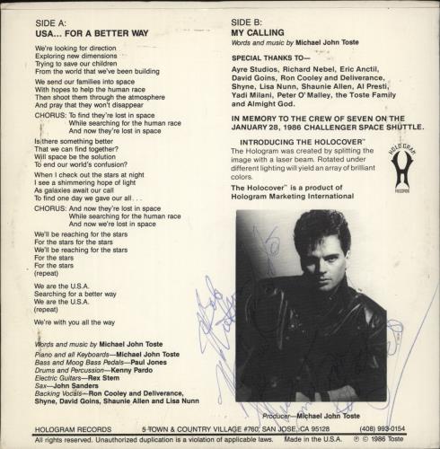 Toste USA... For A Better Way - Autographed 7" vinyl single (7 inch record / 45) US -Q707US881896