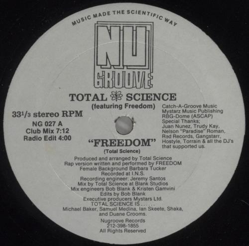 Total Science (House) Freedom 12" vinyl single (12 inch record / Maxi-single) US 84T12FR857156
