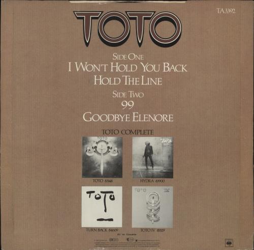 Toto I Won't Hold You Back 12" vinyl single (12 inch record / Maxi-single) UK TOT12IW41682