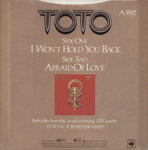 Toto I Won't Hold You Back 7" vinyl single (7 inch record / 45) UK TOT07IW45178
