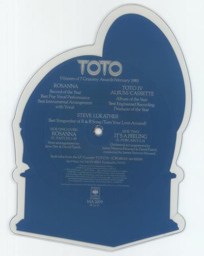 Toto Rosanna - Stickered PVC shaped picture disc (picture disc vinyl record) UK TOTSHRO06419