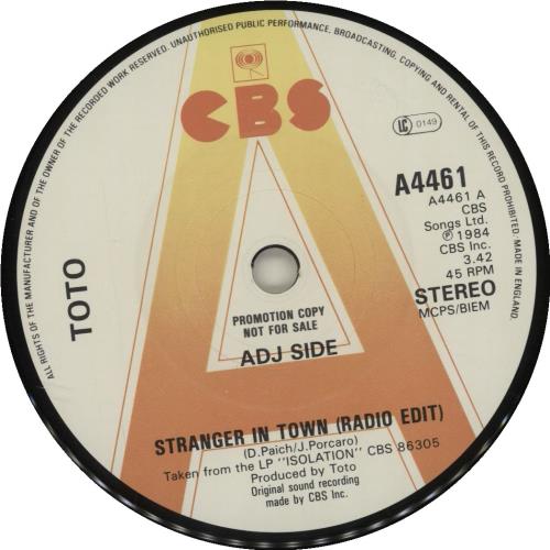 Toto Stranger In Town 7" vinyl single (7 inch record / 45) UK TOT07ST684191