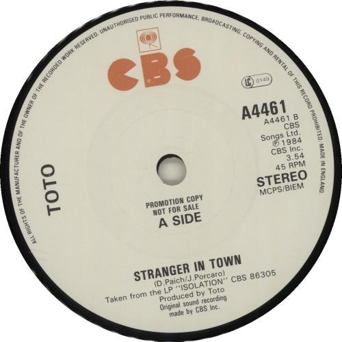 Toto Stranger In Town 7" vinyl single (7 inch record / 45) UK TOT07ST684191