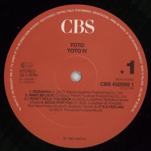 Toto Toto IV vinyl LP album (LP record) Dutch TOTLPTO866044