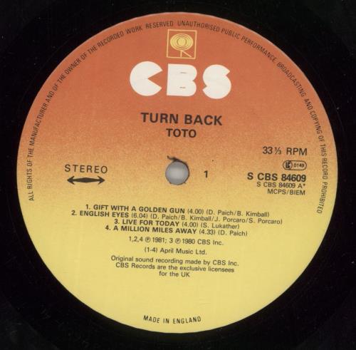 Toto Turn Back vinyl LP album (LP record) UK TOTLPTU682514