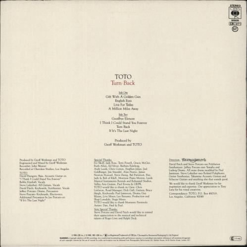 Toto Turn Back vinyl LP album (LP record) UK TOTLPTU682514