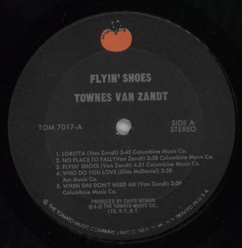 Townes Van Zandt Flyin' Shoes + Inner - EX vinyl LP album (LP record) US TVZLPFL880231