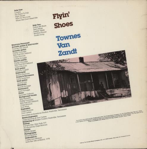 Townes Van Zandt Flyin' Shoes + Inner - EX vinyl LP album (LP record) US TVZLPFL880231