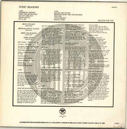 Toxic Reasons Bullets For You vinyl LP album (LP record) US U70LPBU704879