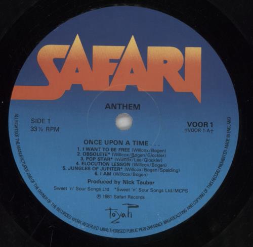 Toyah Anthem + Lyric insert vinyl LP album (LP record) UK TYHLPAN677372