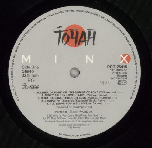 Toyah Minx vinyl LP album (LP record) UK TYHLPMI685058