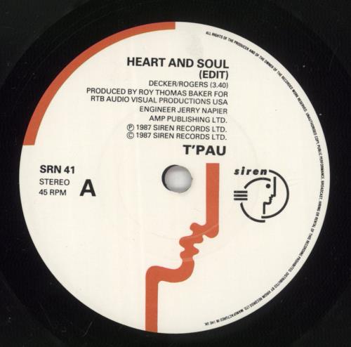 T'Pau Heart And Soul 7" vinyl single (7 inch record / 45) UK TPA07HE521498