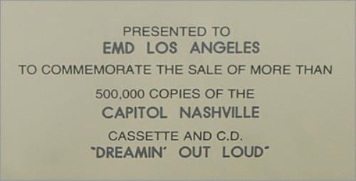 Trace Adkins Dreamin' Out Loud award disc US 5TAAWDR480924