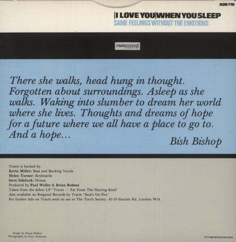 Tracie [I Love You] When You Sleep 7" vinyl single (7 inch record / 45) UK TAC07IL102587