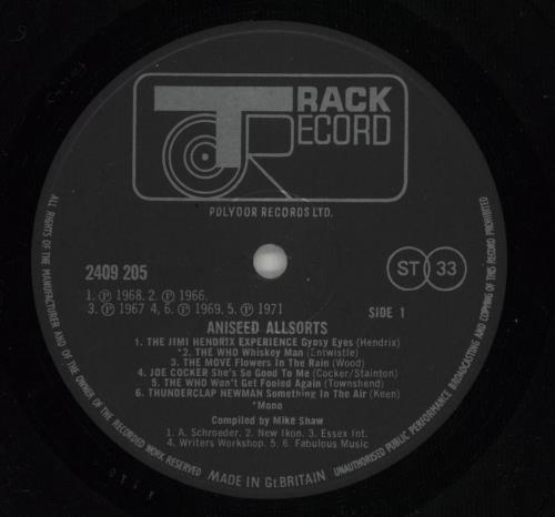 Track Records Aniseed Allsorts vinyl LP album (LP record) UK 5TRLPAN308425