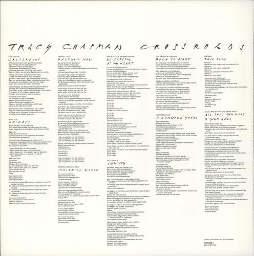 Tracy Chapman Crossroads + hype sticker + Lyric Sheet - VG vinyl LP album (LP record) UK TRALPCR806503