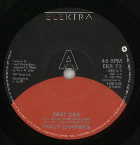 Tracy Chapman Fast Car 7" vinyl single (7 inch record / 45) UK TRA07FA462206