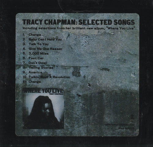 Tracy Chapman Selected Songs CD album (CDLP) US TRACDSE467020