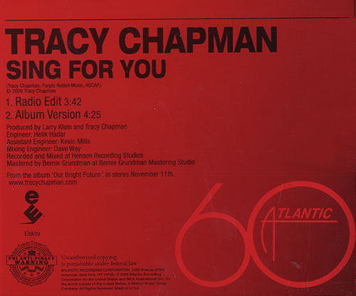 Tracy Chapman Sing For You CD single (CD5 / 5") US TRAC5SI457770