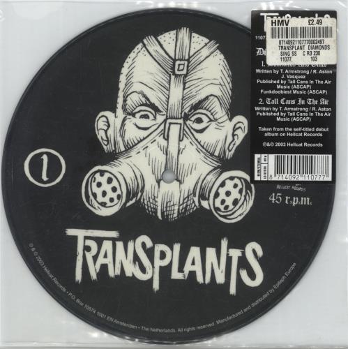 Transplants Diamonds And Guns 7" vinyl picture disc (7 inch picture disc single) Dutch T/L7PDI248424