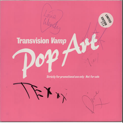 Transvision Vamp Pop Art - Fully Autographed vinyl LP album (LP record) UK TVVLPPO26703