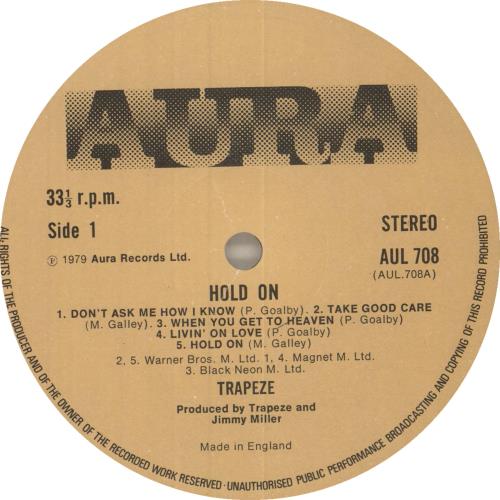Trapeze Hold On vinyl LP album (LP record) UK TPZLPHO105172
